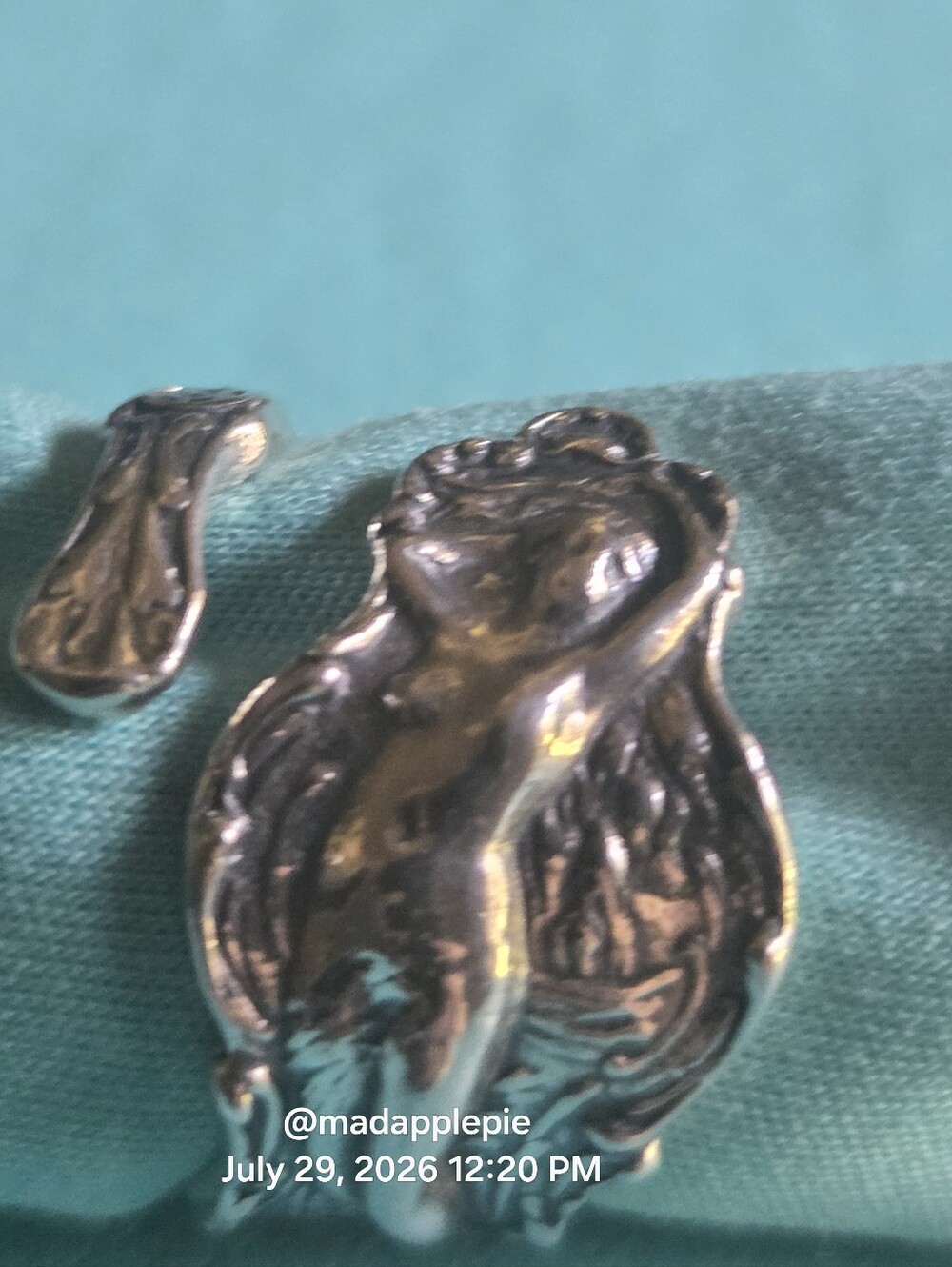 Vintage Sterling Silver Goddess Woman Nude Deity Muse Nymph Spoon Ring #126 - Picture 3 of 16